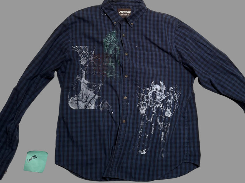 Large Blue art Buttondown