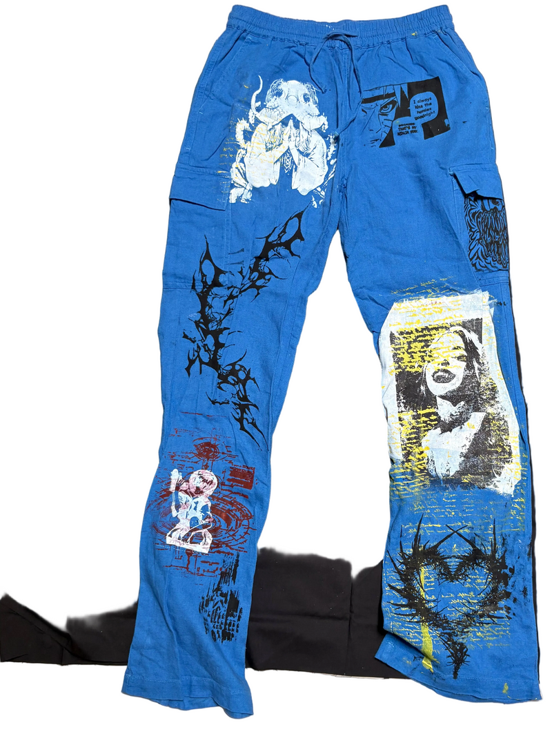 Medium Blue Printed Pantss
